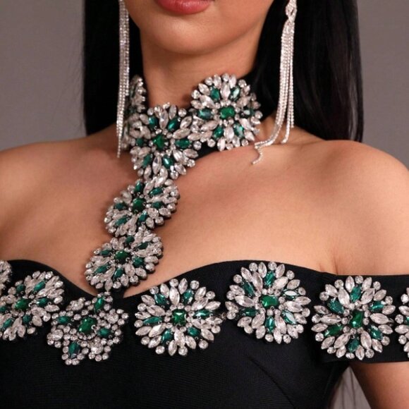 Women’s High Neck Embellished Bodycon Dress XS-XL - Picture 4 of 5